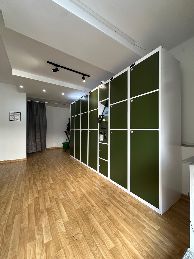 Bablock luggage locker wall — secure storage facility in central Tirana