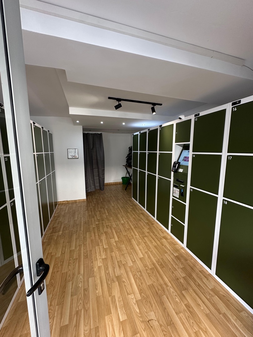 Interior view of Bablock secure luggage lockers in Tirana